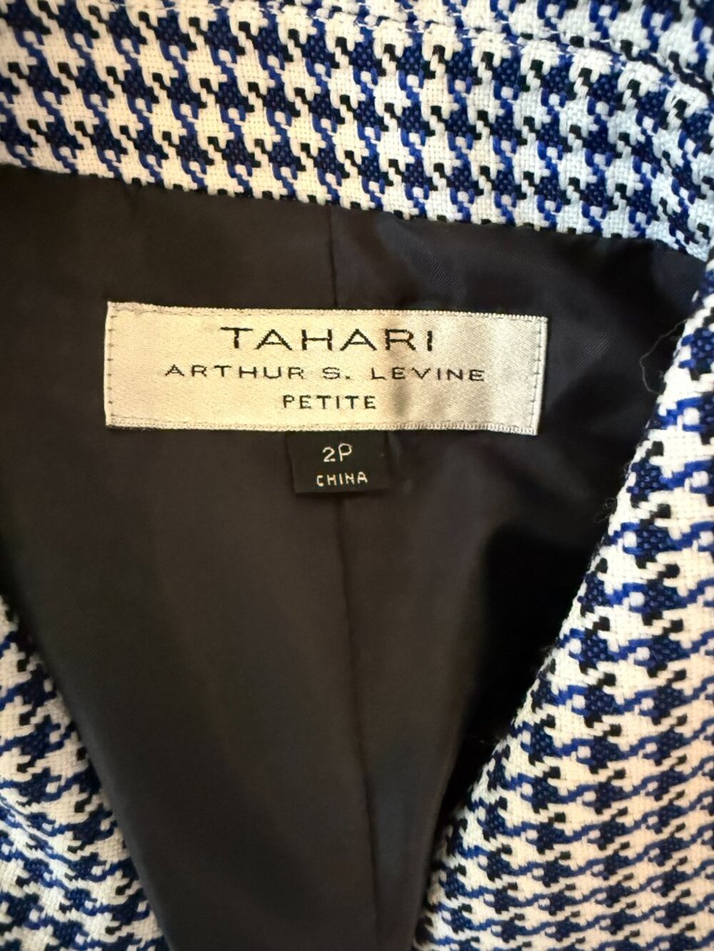Tahari ASL Houndstooth Cropped Blazer Mod Retro 90s Preppy Old Money Academia - Picture 10 of 10